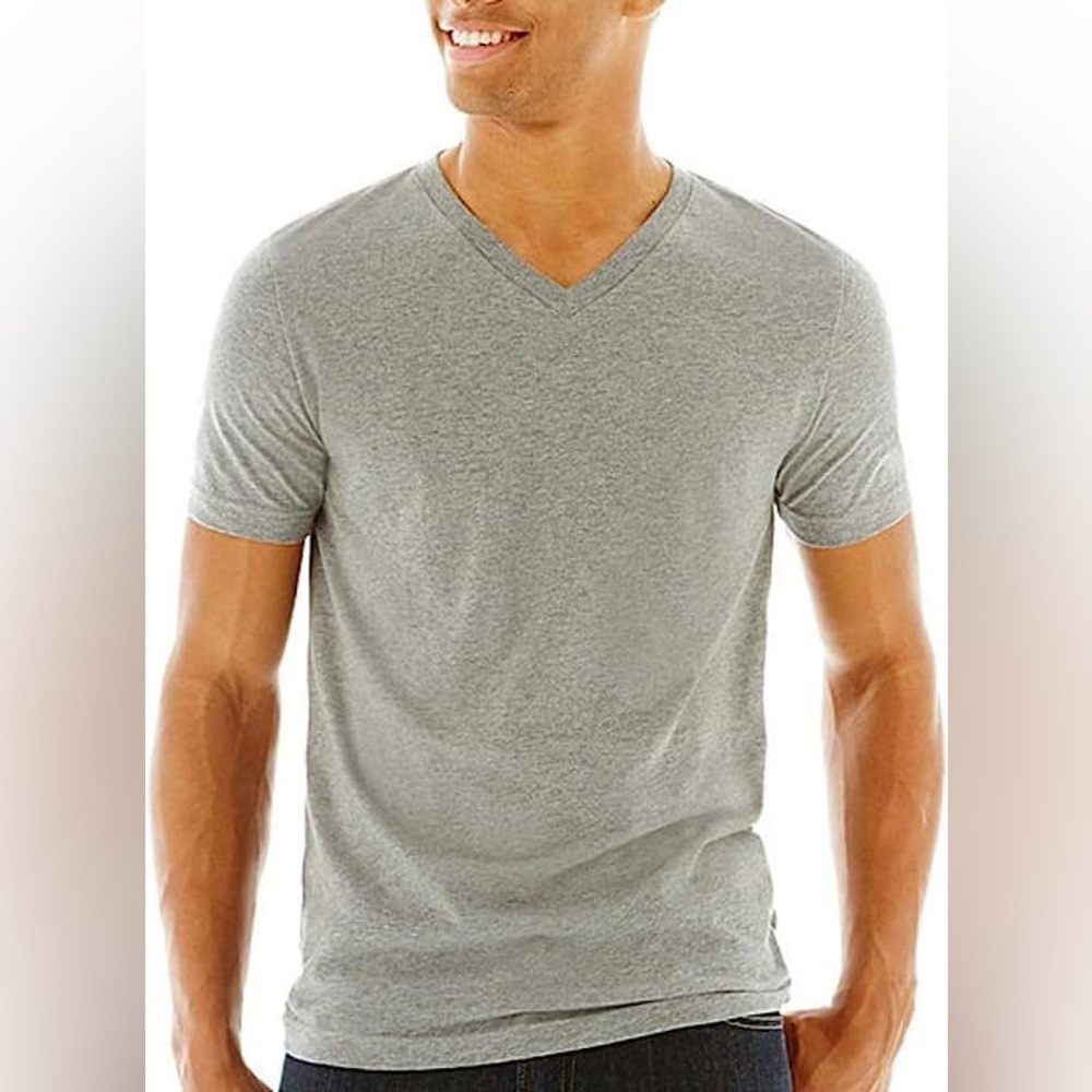 Arizona Jeans V Neck Gray T Shirt Size Medium